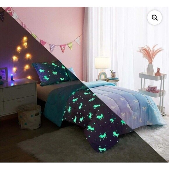NEW WITH TAGS YOUR ZONE GLOW IN THE DARK 5 Pieces COMFORTER SET- SIZE TWIN - Picture 1 of 11